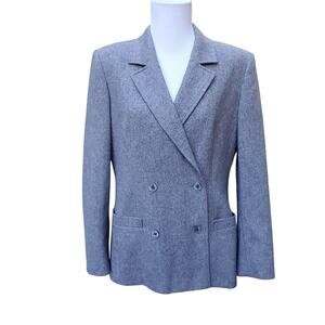 Vintage Jaeger Gray Wool Double Breasted Blazer Jacket Lined Academia Sz 12